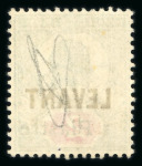 Stamp of British Levant  1906 Beyrout Provisional 1pi on 2d grey-green & carmine mint l.h.