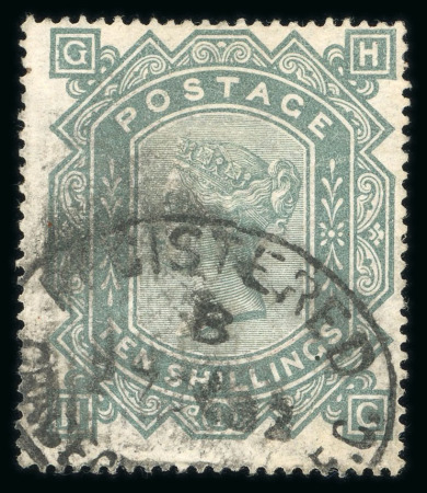 Stamp of Great Britain » 1855-1900 Surface Printed » 1867-83 High Values 1867-83 wmk MC 10s greenish grey used