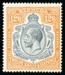 Stamp of Bermuda 1924 wmk Script 12s6d grey and orange mint with the "gash in fruit and leaf" variety