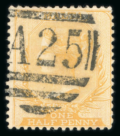 Stamp of Malta 1863-81 wmk CC 1/2d dull orange used with inverted watermark, used