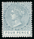 Stamp of St. Kitts-Nevis » St. Christopher 1882 wmk CC mint set of 8 to 1s, with both 1s shades