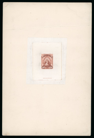 Stamp of Egypt » 1867-69 Penasson » Essays 1867 National Bank Note Co.: 20pa essay in orange red mounted on large sunken die card, with imprint at foot "NATIONAL BANK NOTE CO. NY."