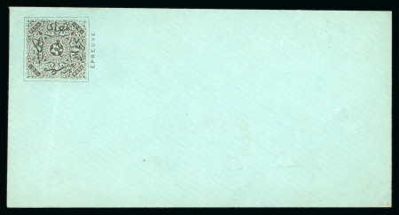 Stamp of Egypt » 1867-69 Penasson » Essays 1869 Prevost Essays of Paris: 00pa with overprint and the word ÉPREUVE below design on envelope, brown on greenish tinted paper