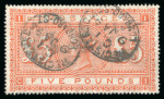 Stamp of Great Britain » 1855-1900 Surface Printed » 1867-83 High Values 1867-83 £5 orange used