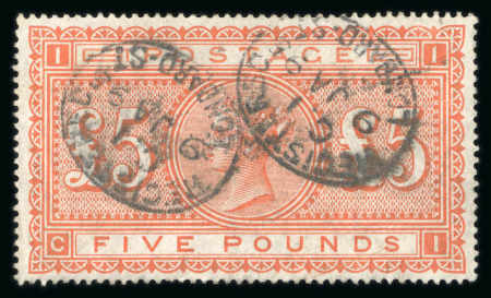 Stamp of Great Britain » 1855-1900 Surface Printed » 1867-83 High Values 1867-83 £5 orange used