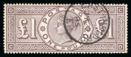 Stamp of Great Britain » 1855-1900 Surface Printed » 1883-84 & 1888 High Values 1884 wmk Crowns £1 brown-lilac used with neat East India Road cds