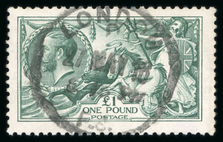 Stamp of Great Britain » King George V » 1913-19 Seahorse Issues 1913 Waterlow £1 dull blue-green used