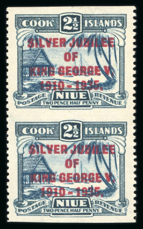 Stamp of Nauru 1935 Silver Jubilee 2 1/2d in vertical pair n.h., imperforate horizontally