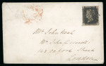 Stamp of Great Britain » 1840 1d Black and 1d Red plates 1a to 11 1840, 1d black pl.11 FH with margins just touched at right and left, on cover to London