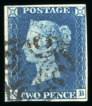 Stamp of Great Britain » 1840 2d Blue (ordered by plate number) 1840, 2d deep full blue pl.2 NB with four margins and black MC