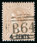 Stamp of Mauritius » Mauritius Used in Seychelles (B64) 1860-78 9d dull purple SG Z10, 6d dull violet SG Z21 and 4c on 1d bistre SG Z38, each with 'B64' postmark