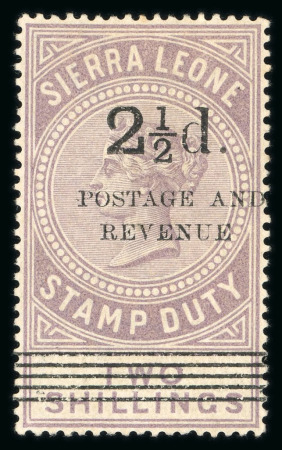 Stamp of Sierra Leone 1897 Type 14 ovpt  2 1/2d on 2s with surcharge type 8 mint