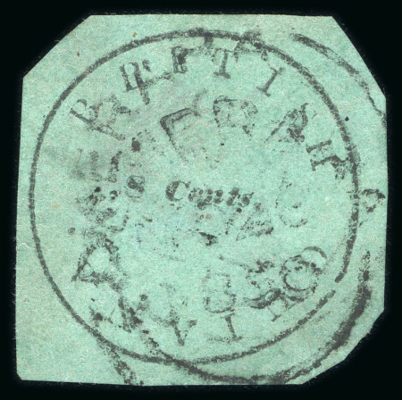 Stamp of British Guiana » 1850 Cotton-Reels (SG 1-8) 1850-51, 8 cents black on blue-green, Townsend Type D, faint initials "EDW", thick frame, cut hexagonally