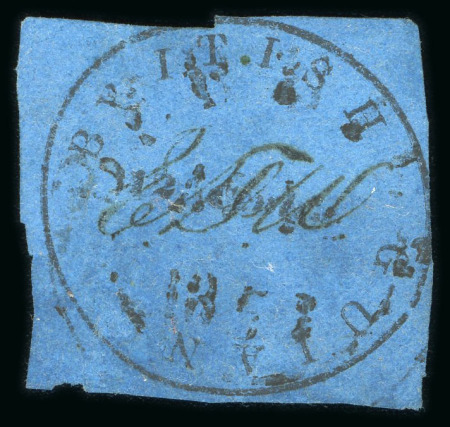 Stamp of British Guiana » 1850 Cotton-Reels (SG 1-8) 1850-51, 12 cents black on blue, Townsend Type A, with initials of postal official Wight "EDW"