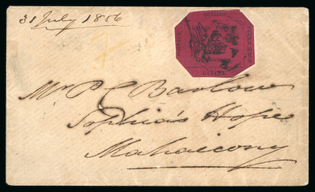 Stamp of British Guiana » 1856 Provisionals (SG 23-27) THE "DU PONT" 4 CENTS MAGENTA VILLAGE COVER1856 Provisional