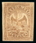 Stamp of Mexico » 1864 "Eagle" Issue 1865-66 Mexico District 3c Brown no overprint Eagle