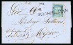 Stamp of Mexico » 1864 "Eagle" Issue 1866 Soyaniquilpan 1r Blue Eagle 5th Period on cover