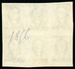 Stamp of Mexico » 1856-61 "Hidalgo" Issues 1856 No Overprint ½ Real Blue mint block of six