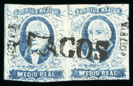 Stamp of Mexico » 1856-61 "Hidalgo" Issues 1856 Apam to Zacatecas ½ Real Blue collection of 29 different districts.