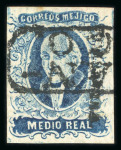 Stamp of Mexico » 1856-61 "Hidalgo" Issues 1856 Apam to Zacatecas ½ Real Blue collection of 29 different districts.