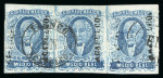 Stamp of Mexico » 1856-61 "Hidalgo" Issues 1856 Acapulco ½ Real Blue strip of three