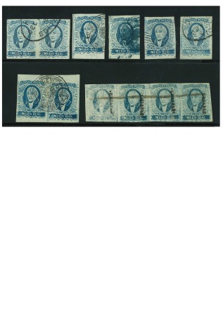 Stamp of Mexico » 1856-61 "Hidalgo" Issues 1856 Apam and Chiapas ½ Real Blue group