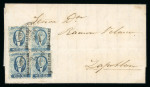 Stamp of Mexico » 1856-61 "Hidalgo" Issues 1856 Guadalajara ½ Real Blue two covers with blocks of four