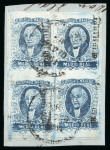 Stamp of Mexico » 1856-61 "Hidalgo" Issues 1856 Guadalajara ½ Real Blue two blocks of four