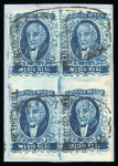 Stamp of Mexico » 1856-61 "Hidalgo" Issues 1856 Guadalajara ½ Real Blue two blocks of four