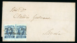 Stamp of Mexico » 1856-61 "Hidalgo" Issues 1856 Guadalajara Zacoalco ½ Real Blue pair on cover