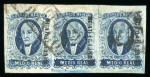 Stamp of Mexico » 1856-61 "Hidalgo" Issues 1856 Guadalajara Zapotlán ½ Real Blue strip of three + pair on cover