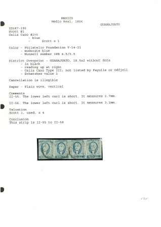 Stamp of Mexico » 1856-61 "Hidalgo" Issues 1856 Guanajuato ½ Real Blue group