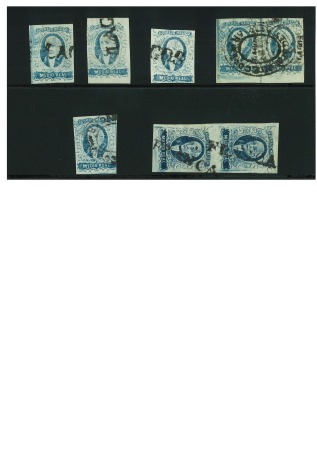 Stamp of Mexico » 1856-61 "Hidalgo" Issues 1856 Lagos and Maravatio ½ Real Blue group