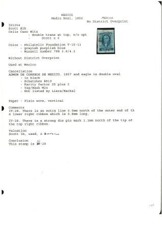 Stamp of Mexico » 1856-61 "Hidalgo" Issues 1856 Mexico District ½ Real Blue group