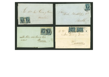 Stamp of Mexico » 1856-61 "Hidalgo" Issues 1856 Mexico District ½ Real Blue four first rate covers