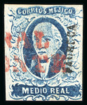 Stamp of Mexico » 1856-61 "Hidalgo" Issues 1856 Pachuca ½ Real Blue group