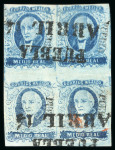 Stamp of Mexico » 1856-61 "Hidalgo" Issues 1856 Puebla ½ Real Blue block of four
