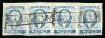 Stamp of Mexico » 1856-61 "Hidalgo" Issues 1856 Puebla Puebla and acatlán ½ Real Blue two strips of four
