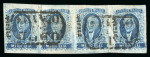 Stamp of Mexico » 1856-61 "Hidalgo" Issues 1856 Puebla Atlixco and Chalchicomula ½ Real Blue two strips of four