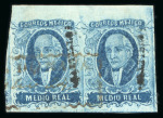 Stamp of Mexico » 1856-61 "Hidalgo" Issues 1856 Saltillo Buenaventura ½ Real Blue pair