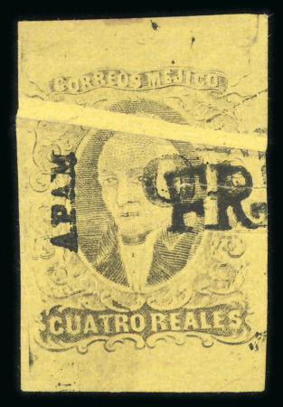 Stamp of Mexico » 1861 "Hidalgo" Second Issue 1861 Apam Otumba 4 Reales Black/Yellow pair and single