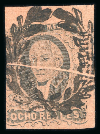 Stamp of Mexico » 1867 Gothic "Hidalgo" Issue 1867 Guadalajara 8 Reales Black/Brown provisional use of 1861 Hidalgo