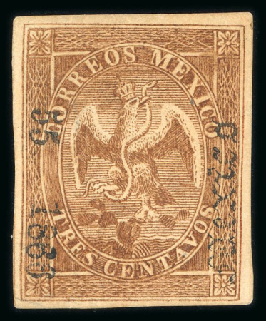 Stamp of Mexico » 1864 "Eagle" Issue 1865 Mexico District 3c Brown Eagle 55-1866