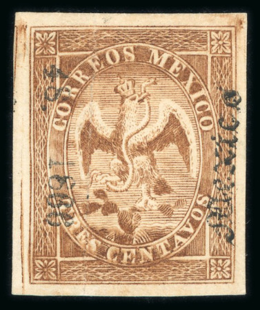 Stamp of Mexico » 1864 "Eagle" Issue 1866 Mexico District 3c Brown Eagle 48-1866