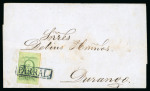 Stamp of Mexico » 1856-61 "Hidalgo" Issues 1856 Chihuahua Parral and Chihuahua  2r Green first plate group of two covers