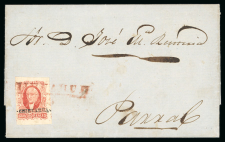 Stamp of Mexico » 1856-61 "Hidalgo" Issues 1856 Chihuahua 4 Reales Red on cover