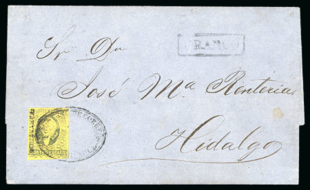 Stamp of Mexico » 1861 "Hidalgo" Second Issue 1861 Chihuahua 4 Black/ Yellow on cover