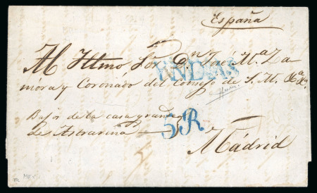 Stamp of Mexico » Stampless Mail and "Sellos Negros" Pre-Stamp Transatlantic two covers group