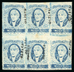 Stamp of Mexico » 1856-61 "Hidalgo" Issues 1856 Oaxaca ½ Real Blue block of six mint