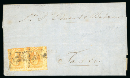 Stamp of Mexico » 1856-61 "Hidalgo" Issues 1856 Temascaltepec 1 Real Yellow on cover